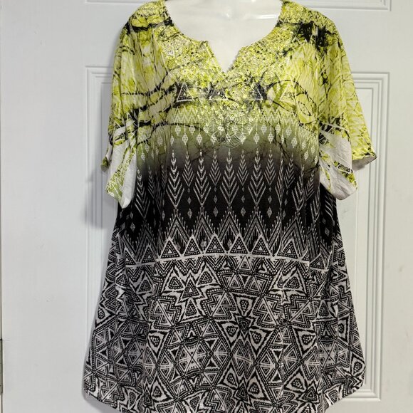 Catherine's Women’s Plus Size 1X 18/20W Tunic Top Tribal Print Embellished - Picture 1 of 9